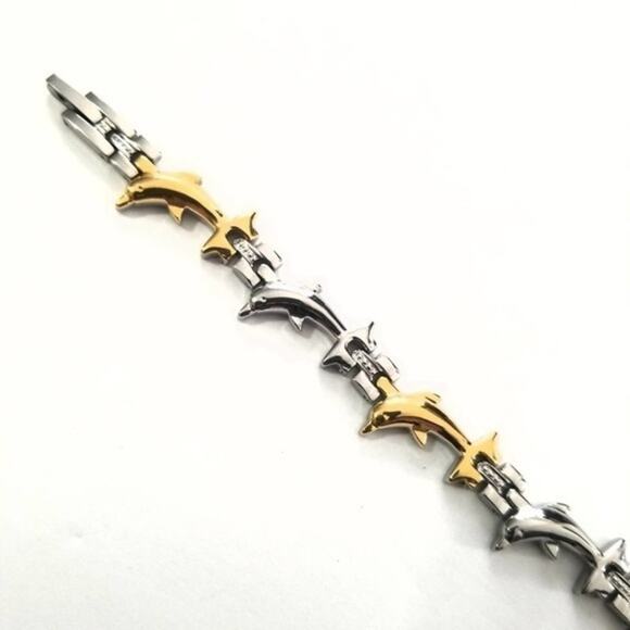 New stainless steel dolphin magnetic bracelet 7.5" - Picture 6 of 7